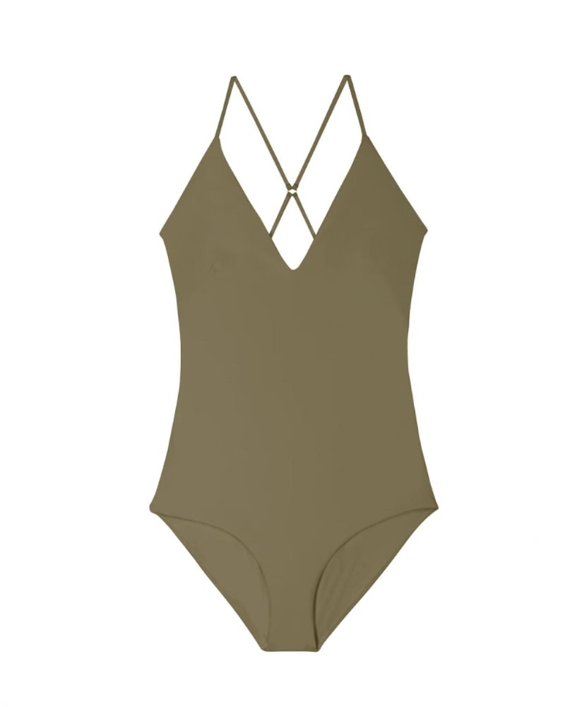 Front of a size L Mikoh Las Palmas in Olive in Olive by MIKOH. | dia_product_style_image_id:334418